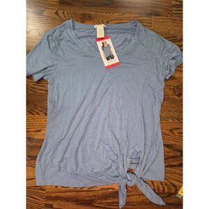 Matty M tie front v-neck shirt sea blue Size Medium